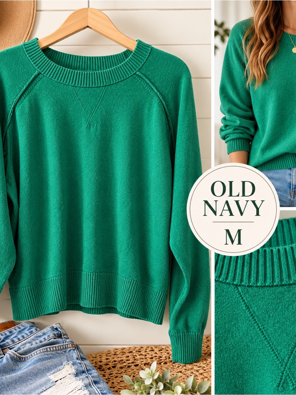 Old Navy Emerald Green Crewneck Sweater